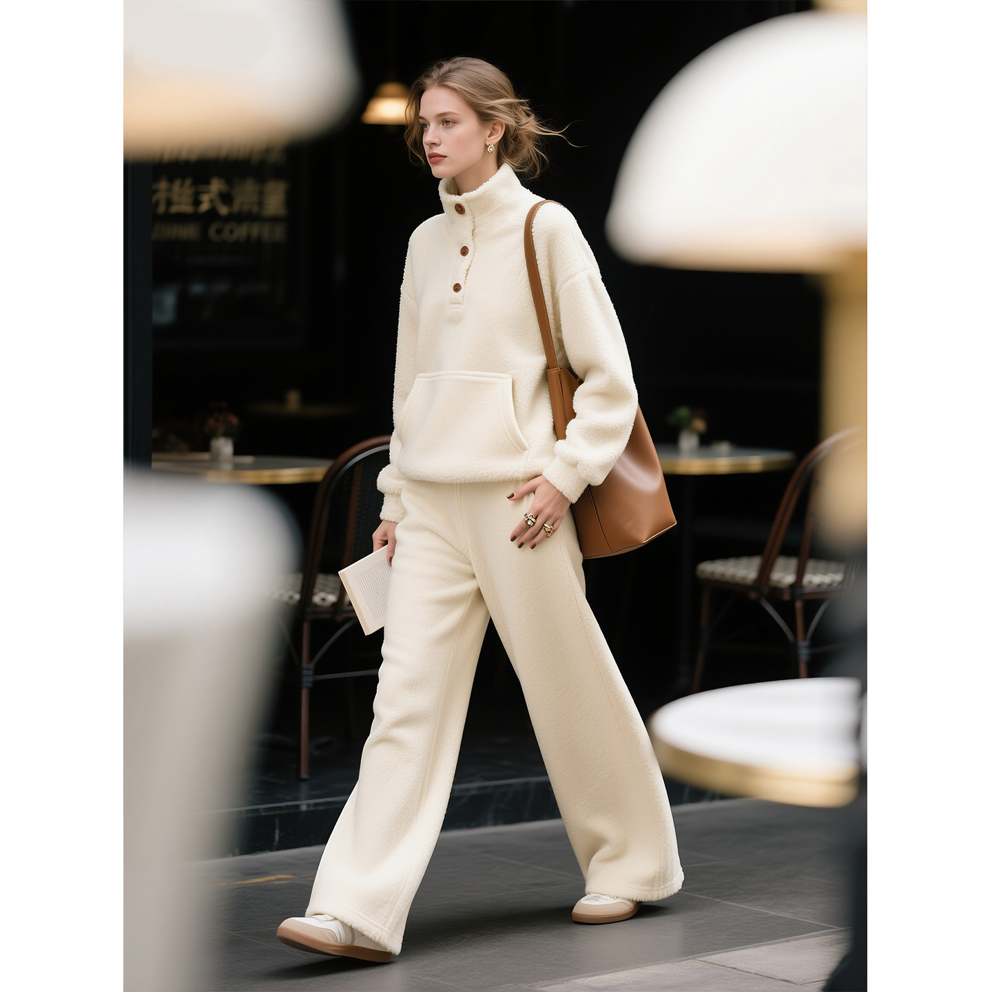 白色摇粒绒套装女2026年秋冬新款高级感时尚休闲运动卫衣两件套,女装/女士精品,时尚套装,淘宝优惠券,粉丝福利购,淘宝优惠卷