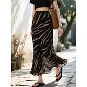 豹纹雪纺半身裙女2026年夏季 新款 高级感气质高腰显瘦垂坠感鱼尾裙