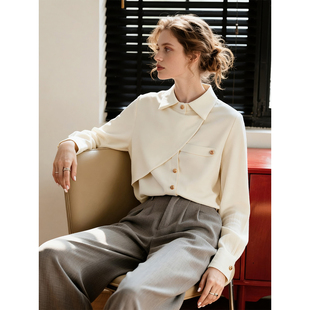 杏色磨毛衬衫女秋冬2026新款高级感轻奢减龄洋气衬衣内搭叠穿上衣