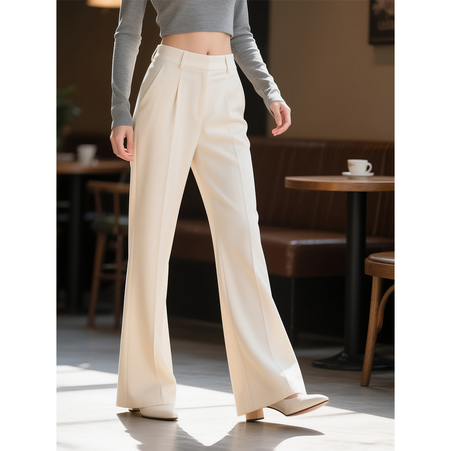 白色高腰阔腿裤女2026年春季新款通勤百搭垂坠感通勤风显瘦休闲裤,女装/女士精品,休闲裤,淘宝优惠券,粉丝福利购,淘宝优惠卷