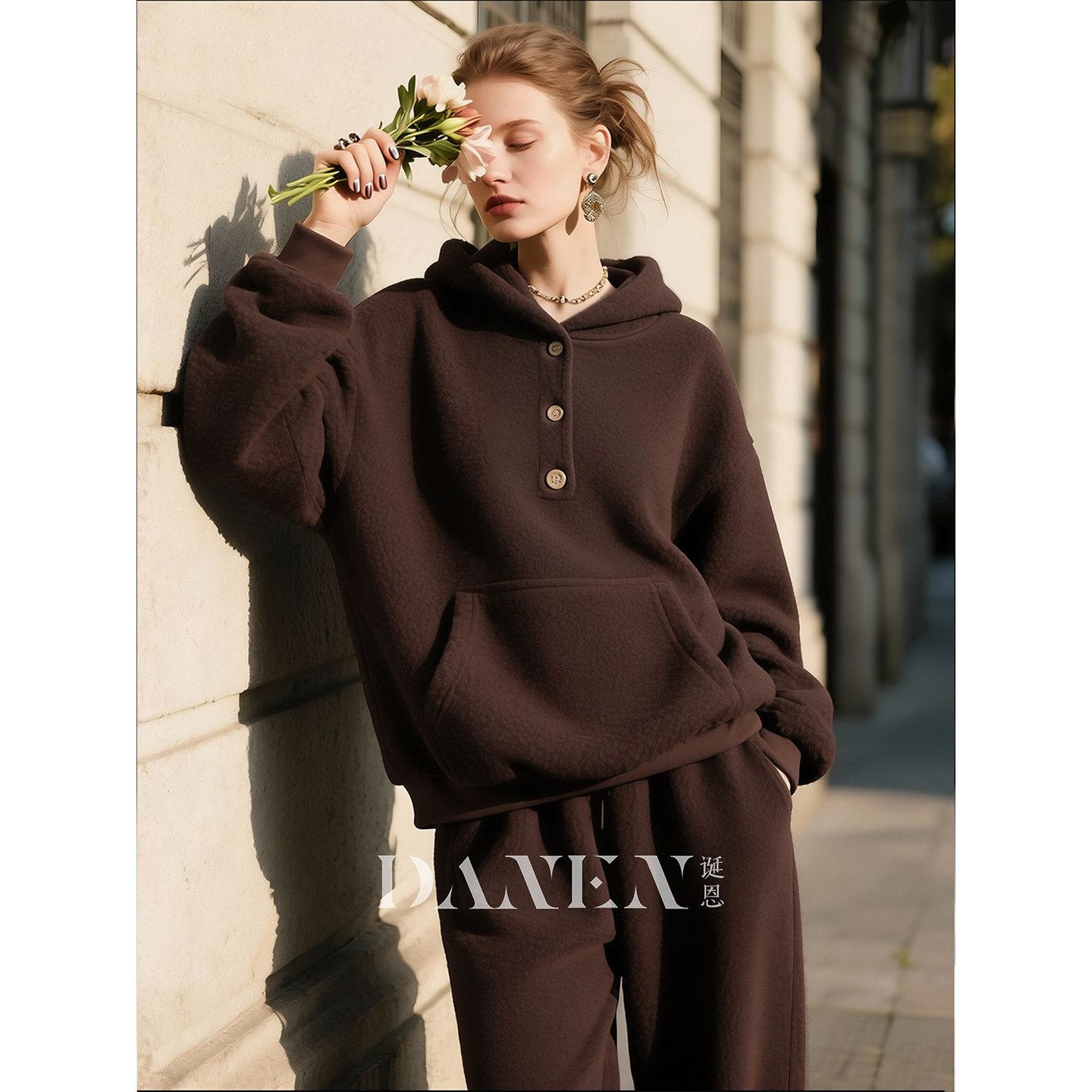 深棕色连帽卫衣套装女秋冬新款阔腿裤两件套2026超火冬装一整套,女装/女士精品,时尚套装,淘宝优惠券,粉丝福利购,淘宝优惠卷