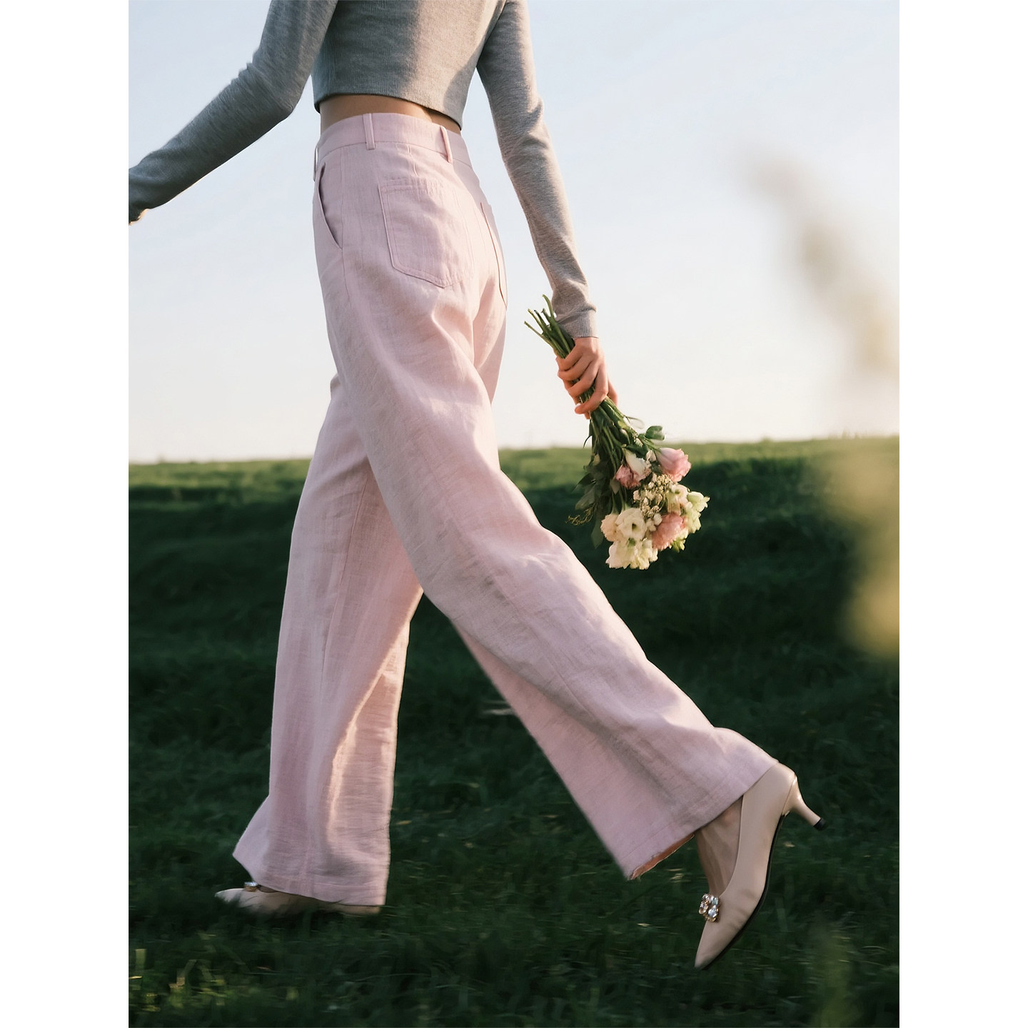 粉色日常显瘦直筒阔腿裤女2026春季新款宽松设计感休闲百搭长裤,女装/女士精品,休闲裤,淘宝优惠券,粉丝福利购,淘宝优惠卷