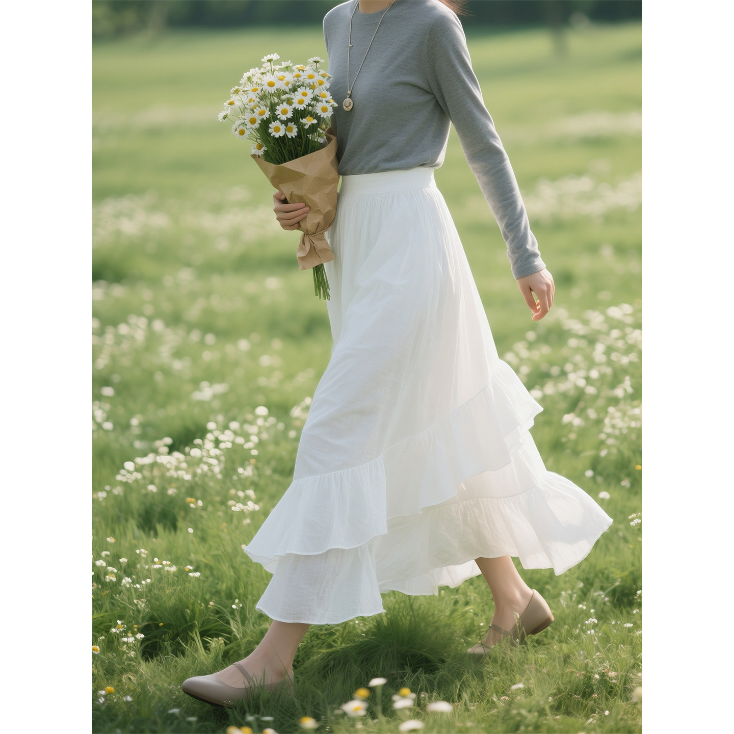 白色高腰荷叶边蛋糕半身裙女2026春季新款百搭显瘦A字长裙高级感,女装/女士精品,半身裙,淘宝优惠券,粉丝福利购,淘宝优惠卷