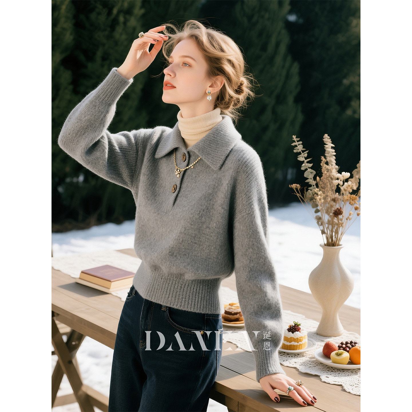 灰色羊毛针织衫女秋冬2025年秋冬