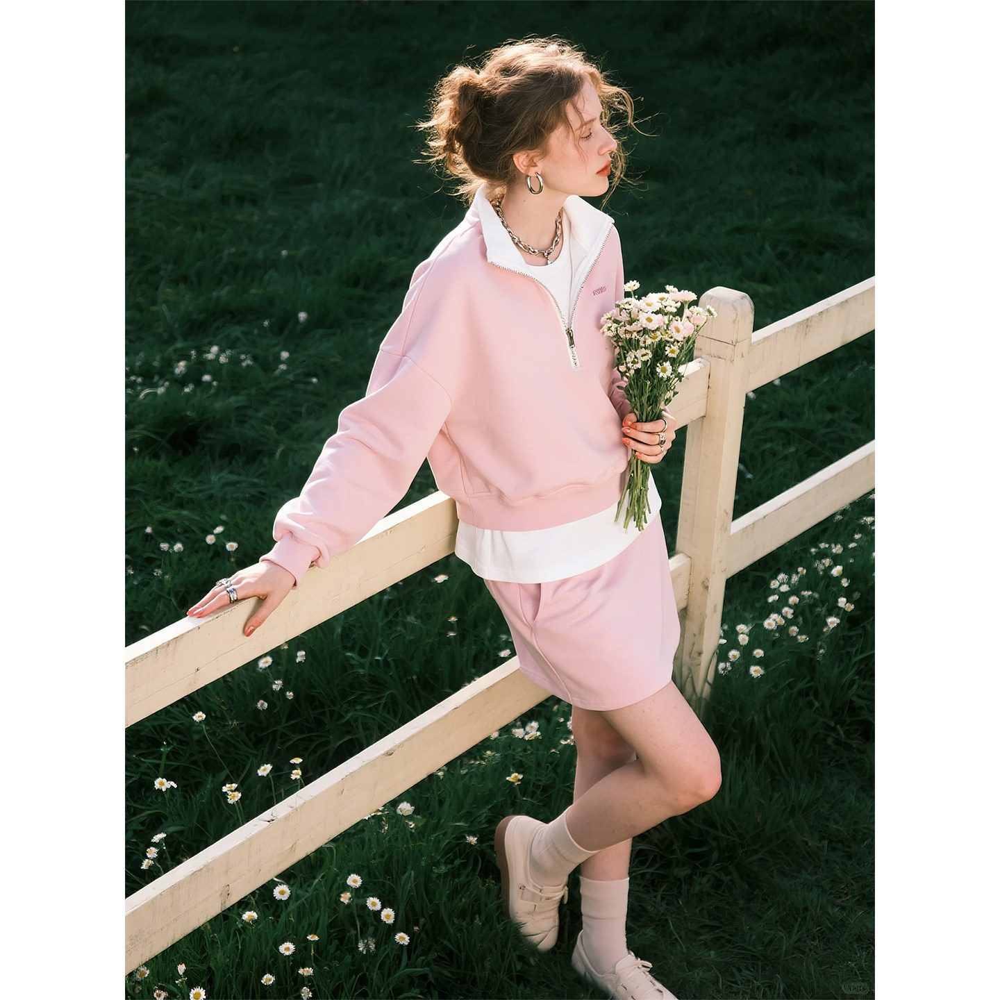 粉色半拉链卫衣半身裙套装女2026年春季新款慵懒休闲百搭两件套,女装/女士精品,时尚套装,淘宝优惠券,粉丝福利购,淘宝优惠卷