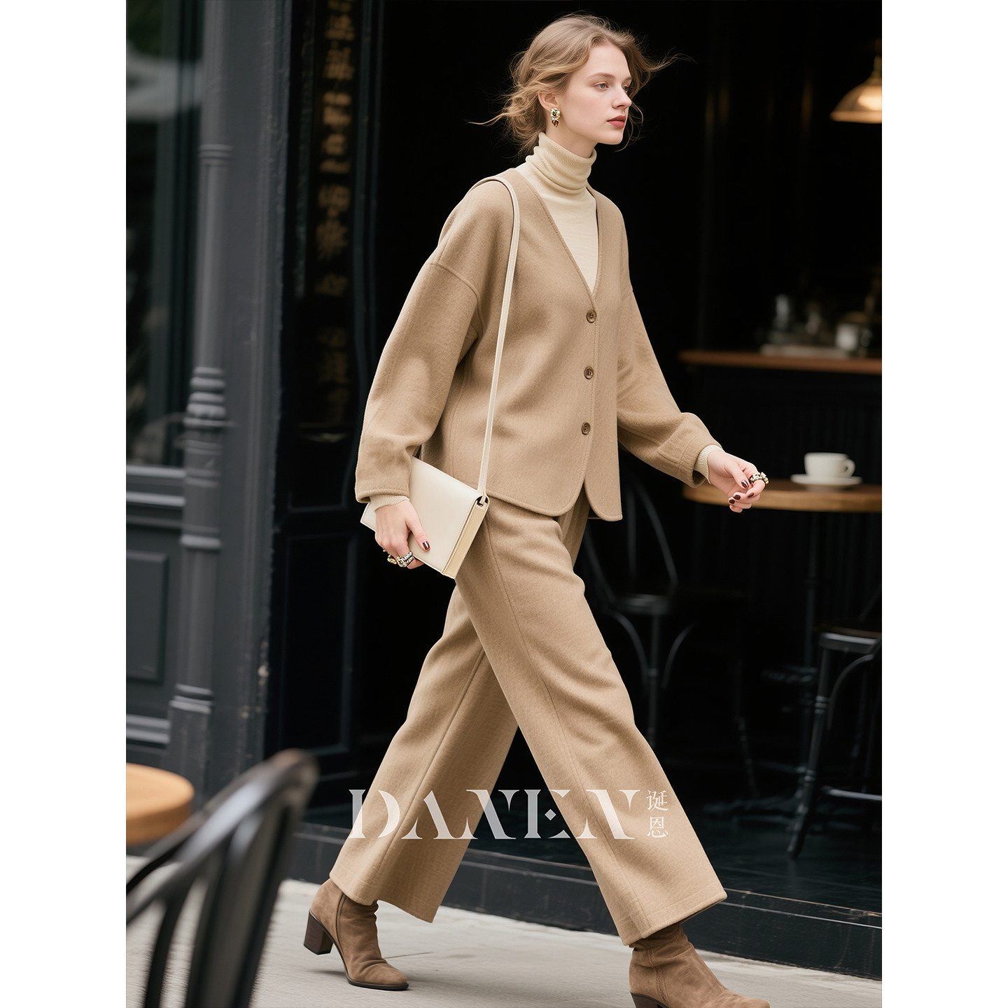 卡其色羊毛套装女2026年秋冬新款轻熟双面绵羊毛外套阔腿裤两件套,女装/女士精品,时尚套装,淘宝优惠券,粉丝福利购,淘宝优惠卷