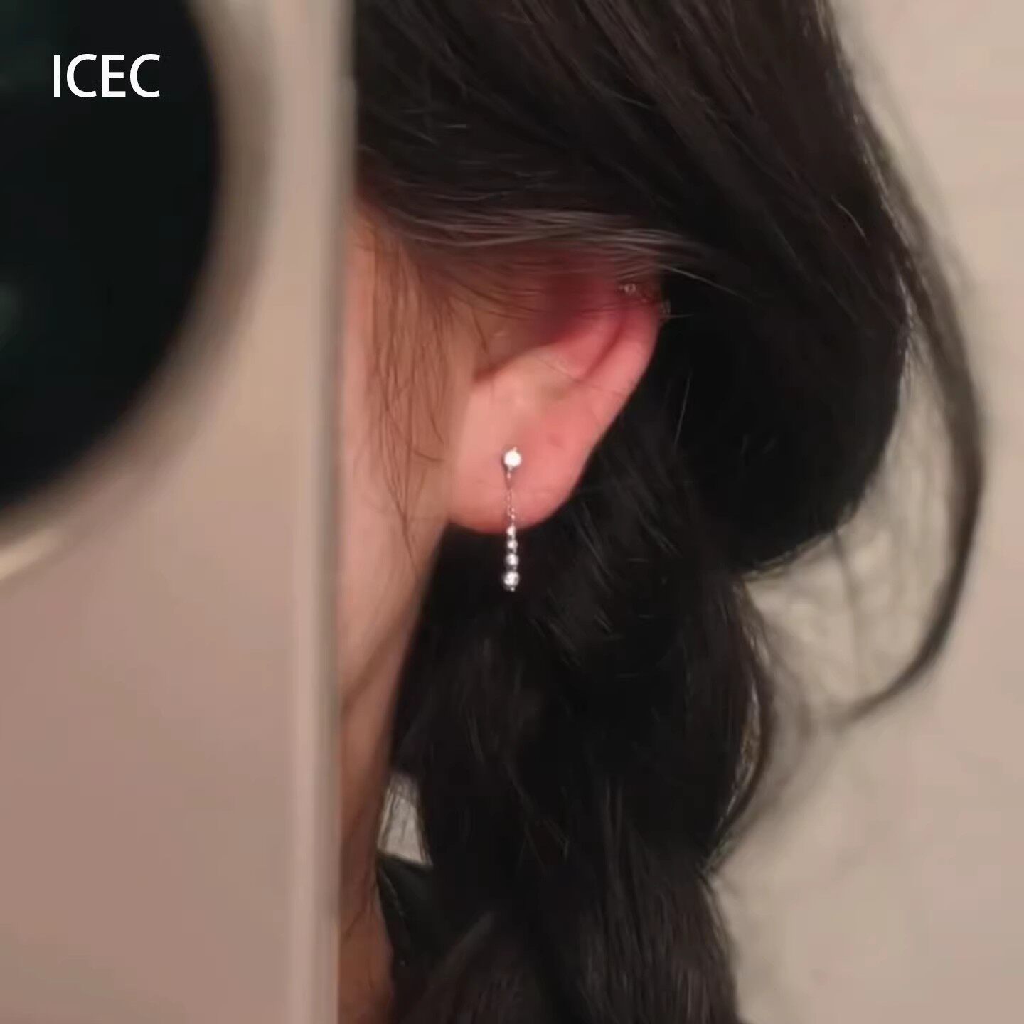 清冷感超闪仿排钻流苏水滴耳钉轻奢精致耳饰高级感时尚百搭耳环女