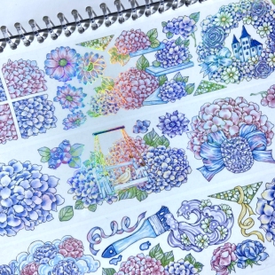 云笙花绣.手帐pet胶带绣球浮雕烫金咕卡流麻手账和纸贴纸分装素材