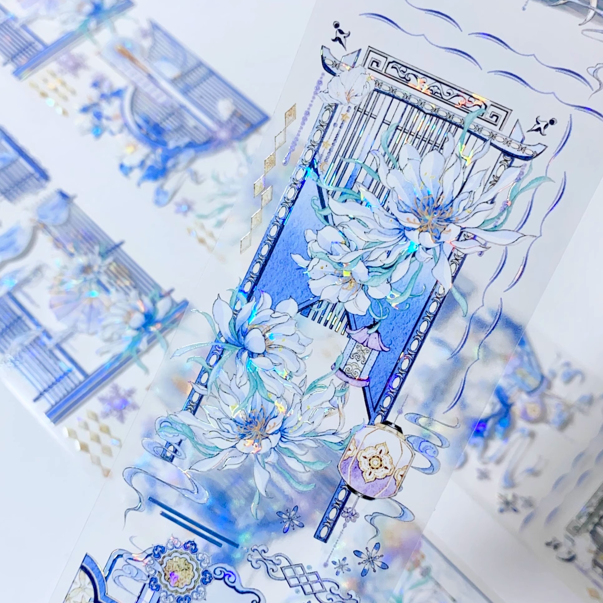 昙花一现.手帐pet胶带造景