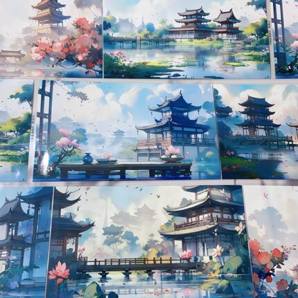 凌潇城阕.手账pet胶带古风大背景造景卡流麻和纸贴纸分装素材整卷