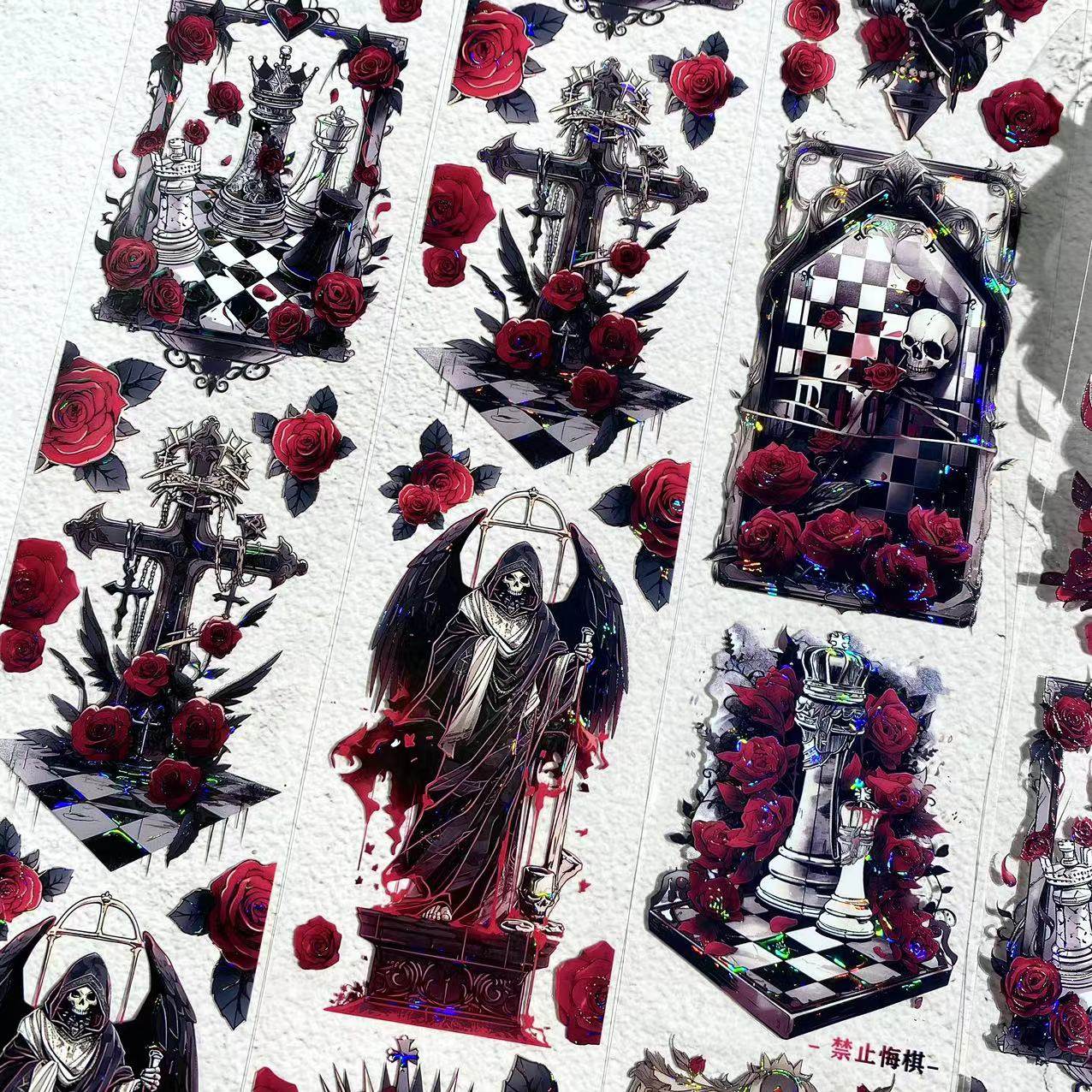 禁止悔棋.分装手帐pet和纸胶带暗黑贝壳光造景装饰手账素材贴纸包,文具电教/文化用品/商务用品,和纸胶带,淘宝优惠券,粉丝福利购,淘宝优惠卷