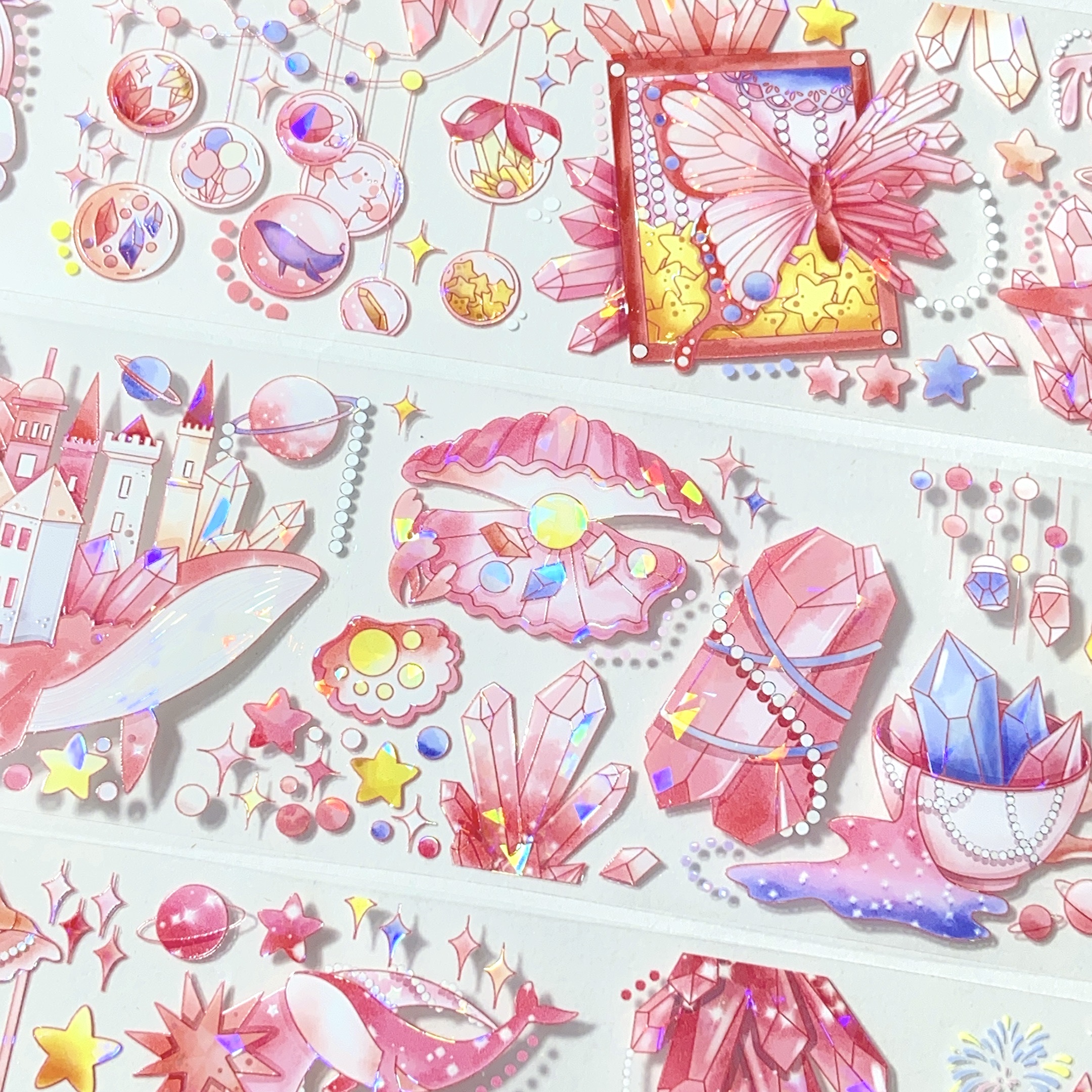 粉晶堡.手帐pet胶带造景海洋水晶