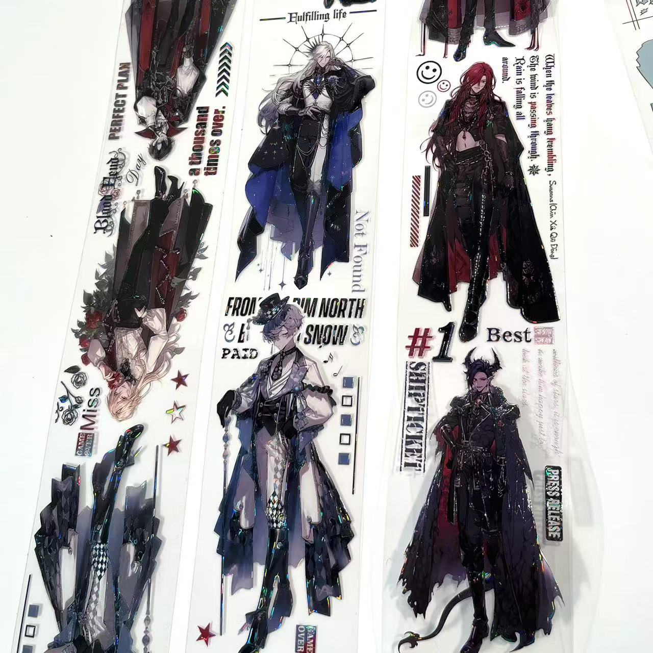 嗜血伯爵.手帐胶带人物男生吸血鬼暗黑风PET和纸流麻贴纸手账素材