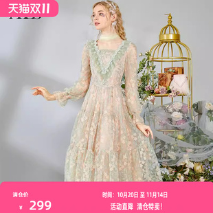 女裙 复古宫廷公主风连衣裙显瘦气质超仙中长款 艾丽丝2025秋季 新款