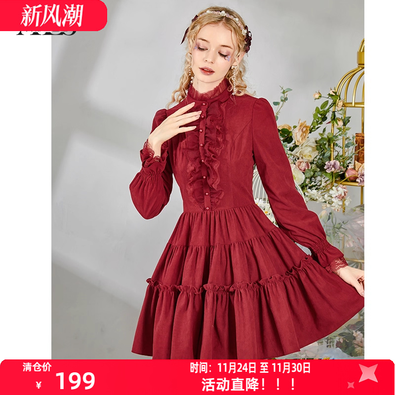 ：艾丽丝童话灯芯绒短款连衣裙