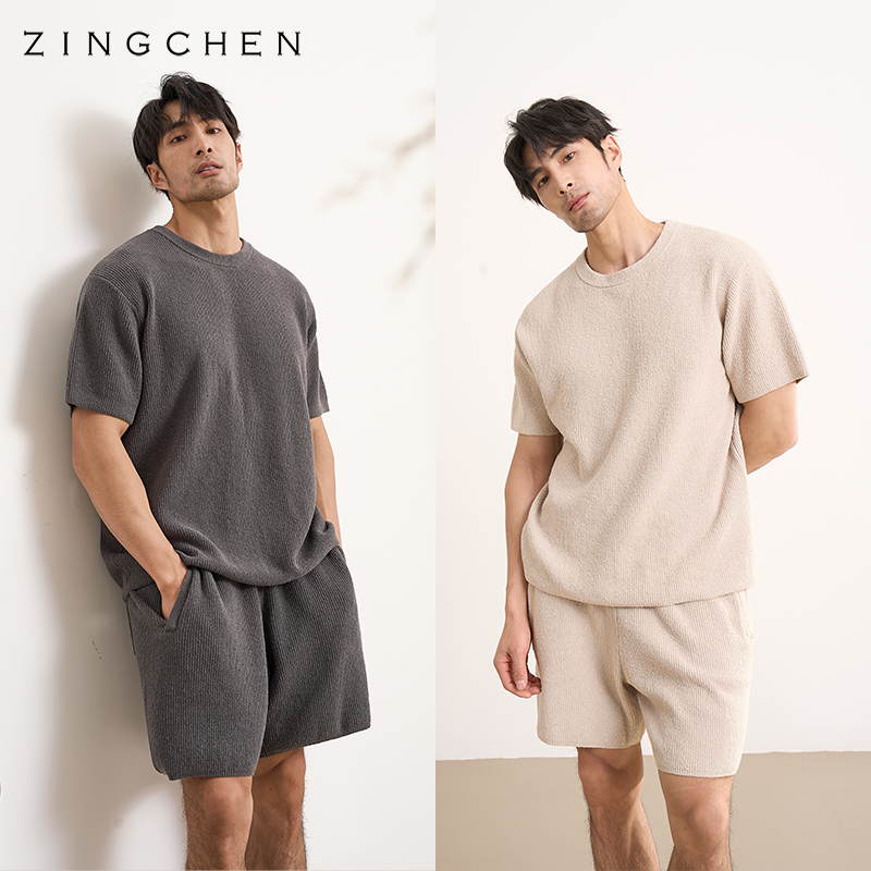 ZINGCHEN少年感圈圈纱面料  廓形宽松男士短袖T恤休闲短裤套装