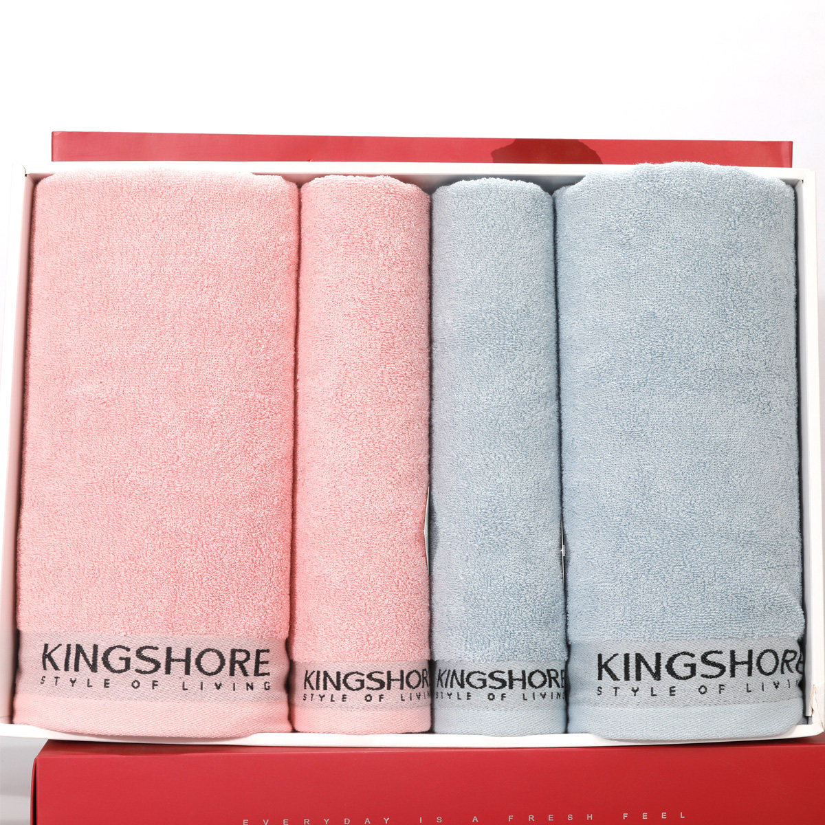 A类金号纯棉四件2毛巾+2浴巾礼盒装柔软舒适婚庆商务会议礼物