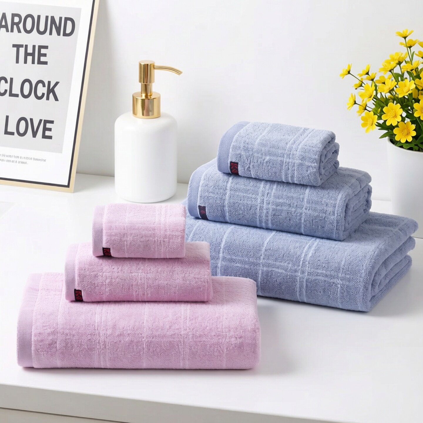 金号毛巾礼盒装纯棉套巾AB纱毛浴巾组合套装洗澡擦脸干发吸水柔软