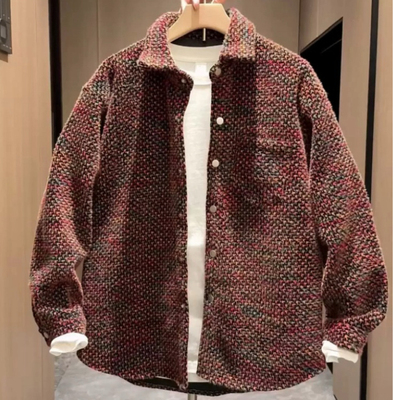 小香风外套男士百搭秋季韩版衬衫