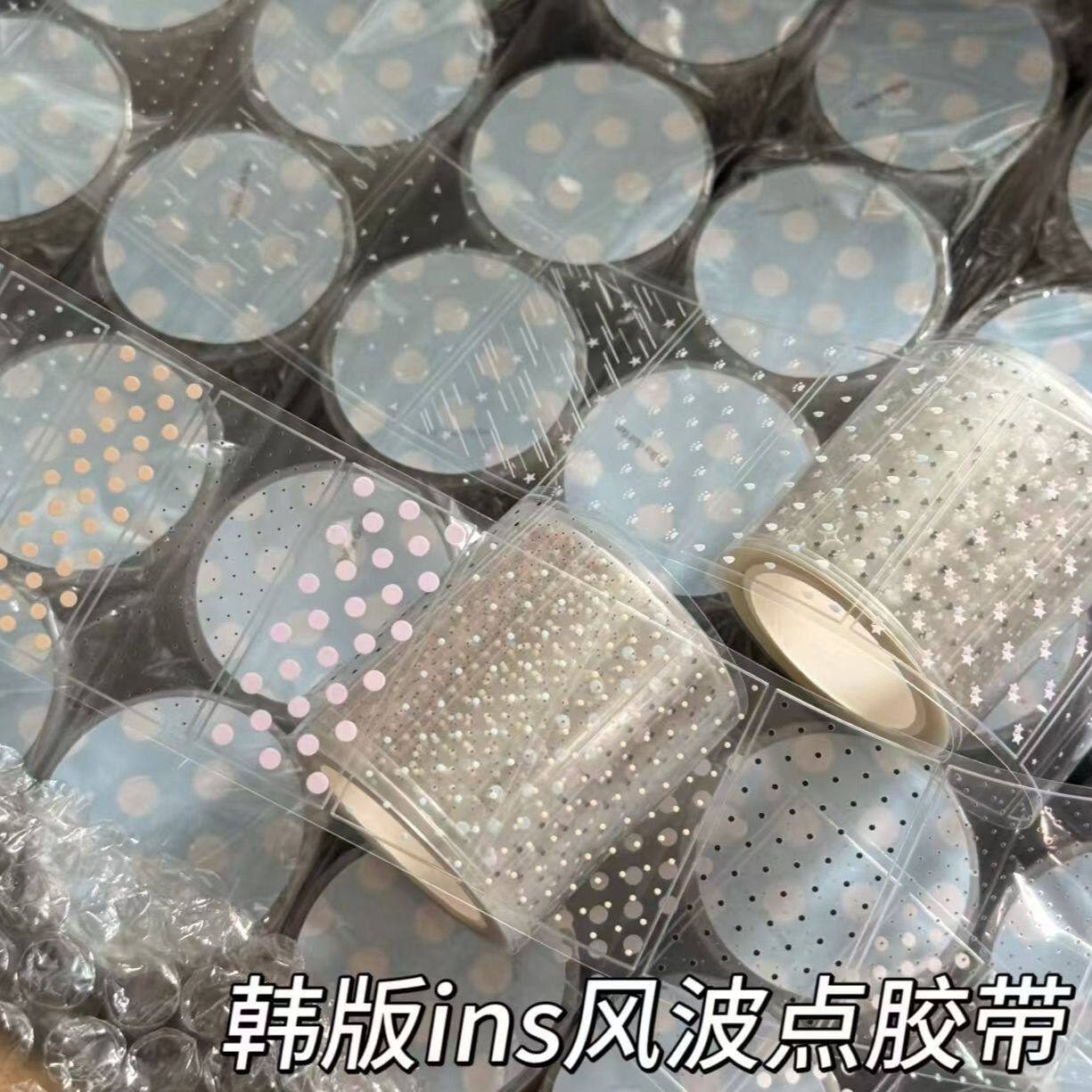 韩系波点星星透明打底卷卷贴