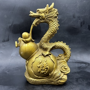 古玩杂项 龙吐水摆件 十二生肖 生肖龙 铜器 家居工艺装饰