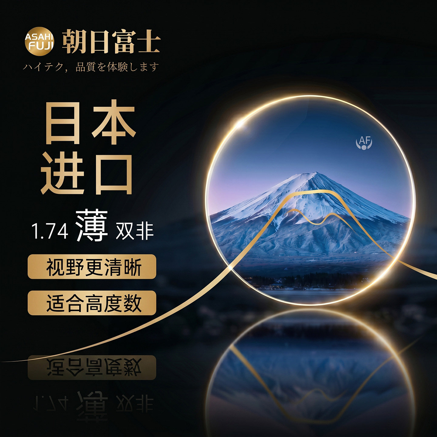 日本进口朝日富士1.74防蓝光镜片图片