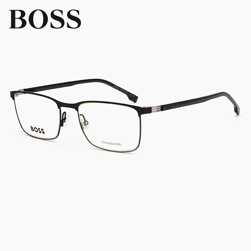 BOSS商务休闲百搭男女方形眼镜架