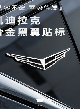 适用于凯迪拉克CT456 XT456 ATSL黑翼车标改装个性V标贴标志侧标