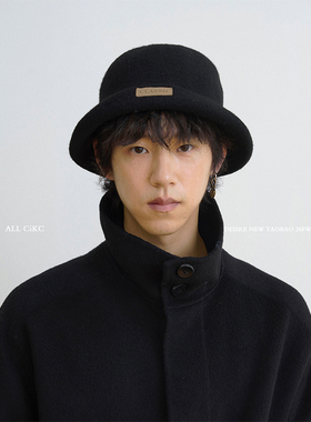 CiKC 复古100%纯羊毛卷边礼帽渔夫帽男女高品质盆帽秋冬搭配盆帽