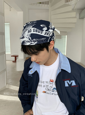 CiKC 日系复古纯棉方巾头巾男女小众时髦装饰音乐节丝巾嘻哈机车