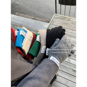 ins百搭漏指可触屏长款 手套男韩国秋冬骑行保暖护腕分指手套女潮