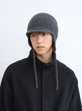 CiKC 100%纯羊毛护耳飞行帽秋冬复古时髦保暖雷锋帽针织毛线帽潮