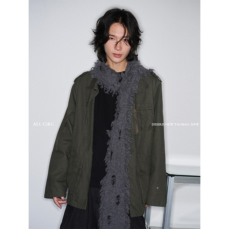 原创暗黑破洞纯羊毛个性围巾