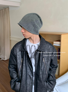CiKC 显脸小修饰脸型纯色针织毛线帽男女百搭堆堆帽秋冬保暖护耳