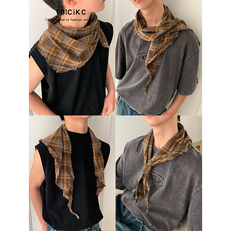 日系中古时髦三角领巾男女百搭复古做旧磨毛丝巾松弛感领巾潮披肩,服饰配件/皮带/帽子/围巾,围巾/丝巾/披肩,淘宝优惠券,粉丝福利购,淘宝优惠卷
