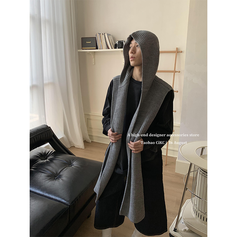 高级感连帽披肩围巾帽子一体