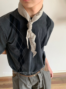 CiKC 原创枝桠 小众三角领巾男女复古时髦棉麻三角巾高级叠带领结