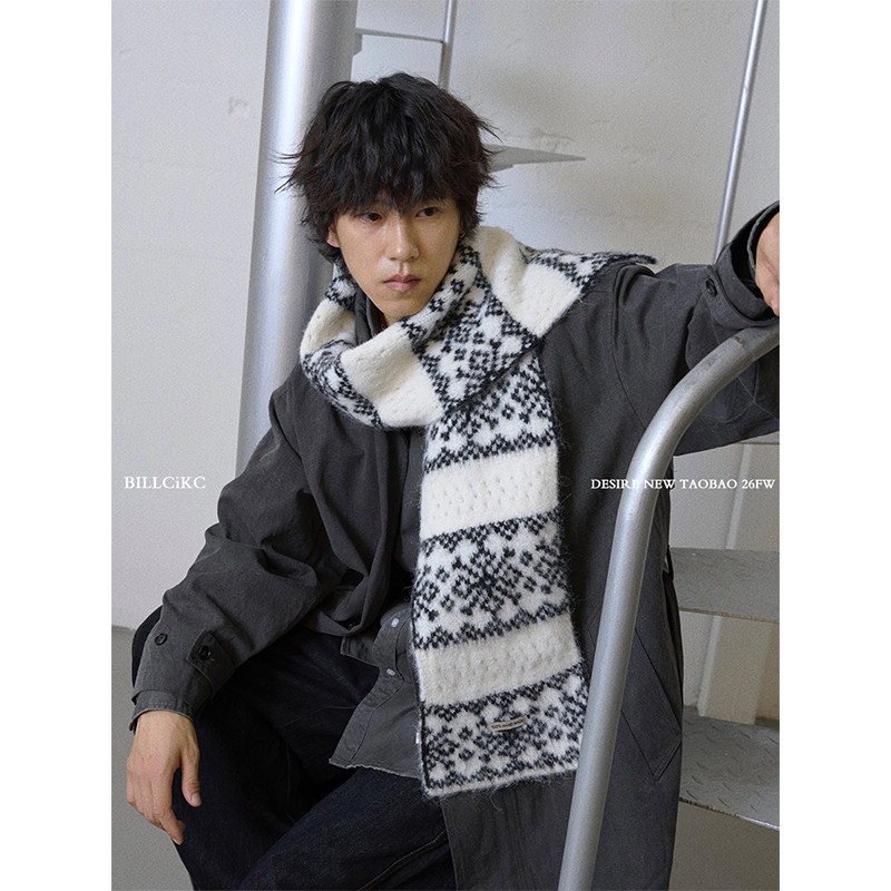 冬日来信氛围感白色雪花围巾