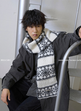 CiKC 冬日来信 氛围感白色雪花围巾男女秋冬保暖双面围脖情侣百搭