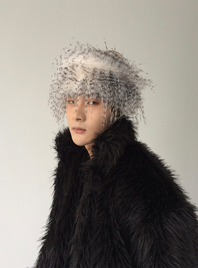 wildness 高级感y2k环保皮草帽男女出游摆拍发带保暖护额护耳围巾