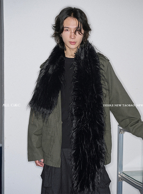 CiKC 密境黑 小众暗黑仿皮草围巾男女秋冬仿貂毛氛围高级感围脖