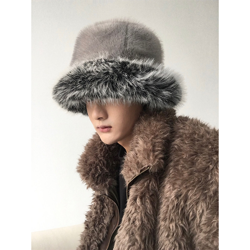 小众仿皮草清冷高级感时髦渔夫帽