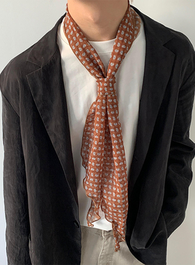 复古风时髦多功能丝巾男女ins装饰搭配叠带领巾小众潮牌腰封长款