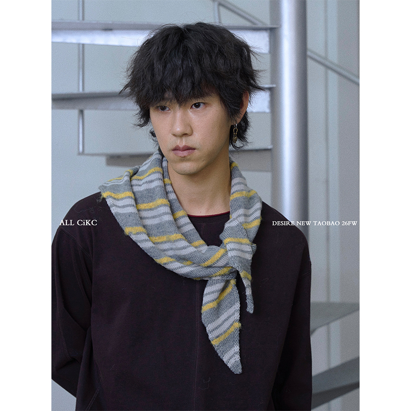 CiKC自制复古条纹披肩三角围巾