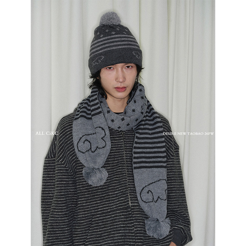日系毛球亚系帽子围巾套装