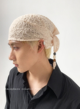 CiKC 原创纹理感珠串三角巾头巾男女小众设计时髦领巾y2k音乐节潮