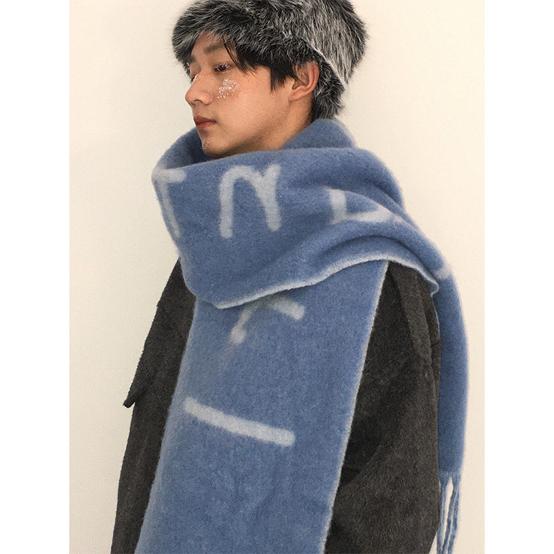 雪地适配100%氛围感加厚字母围巾