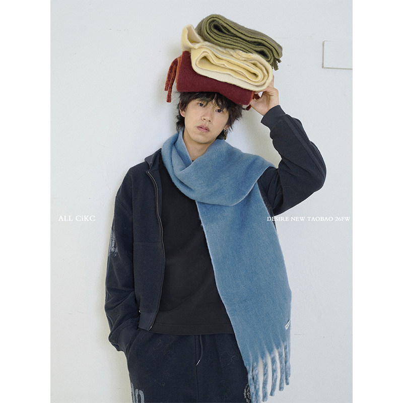 韩国新款纯色双面加厚围巾