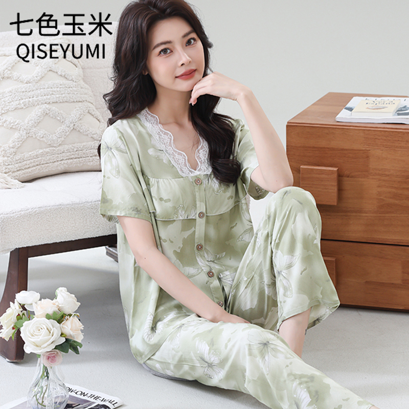 棉绸开衫防凸点家居服睡衣