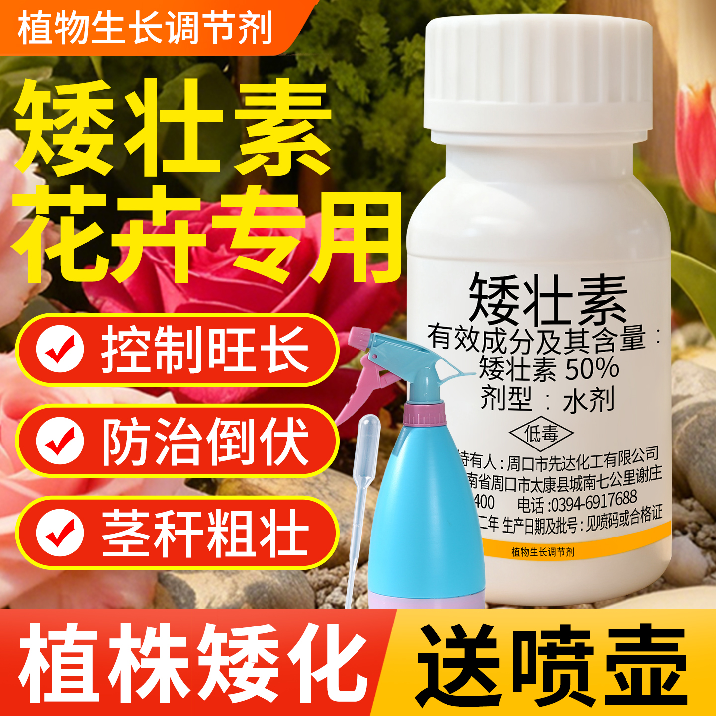 【3天矮化花卉专用】控旺防倒